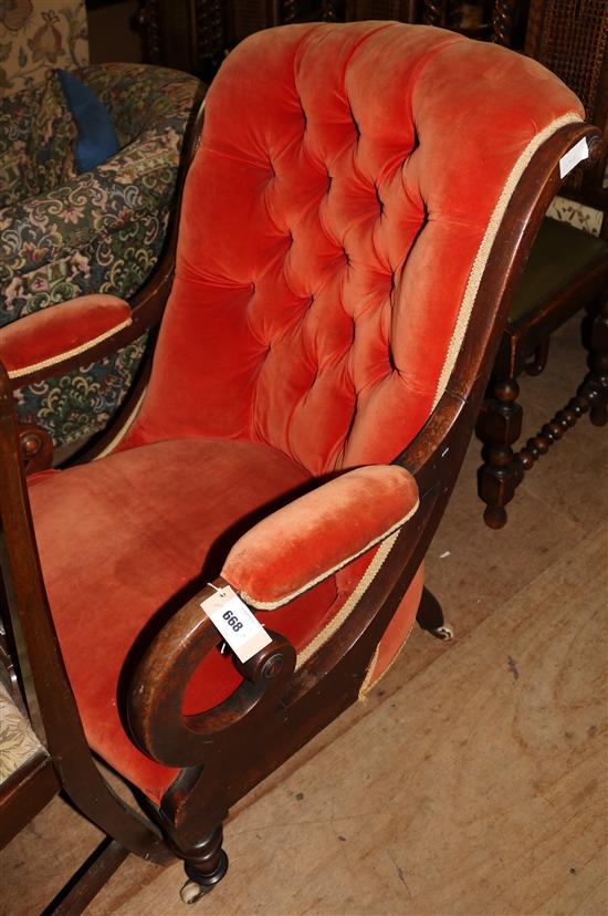 Victorian button back elbow chair